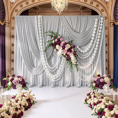 10ft x 10ft Wrinkle Free Silver Backdrop Curtain fpr Parties, Polyester - Image 3