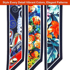 Skinny Scarf 3 Pack for Women – Bag Scarf, Silk Hair Scarves (Original Prints, Premium Twill, 3 Designs)