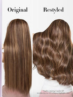LUVME Invisible Clip in Hair Extensions Real Human Hair, 18 inch 110g 6Pcs, Natural Brown Highlights Human Hair Extensions Clip ins for Women, Natural Seamless Straight Human Hair