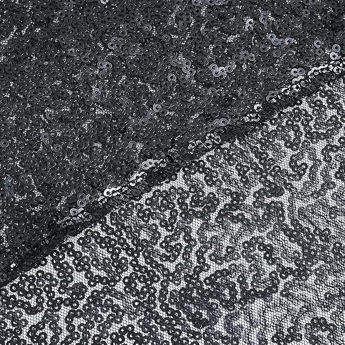 Sugargirl Black Sequin Backdrop Curtain 8FTx8FT Glitter Black Background Drapes - Image 8