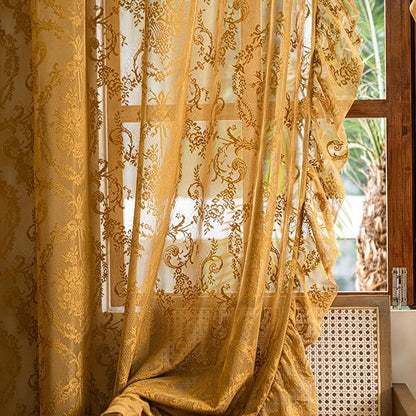 Deeprove Sheer Lace Curtains Gold 96 Inches Long - Image 6