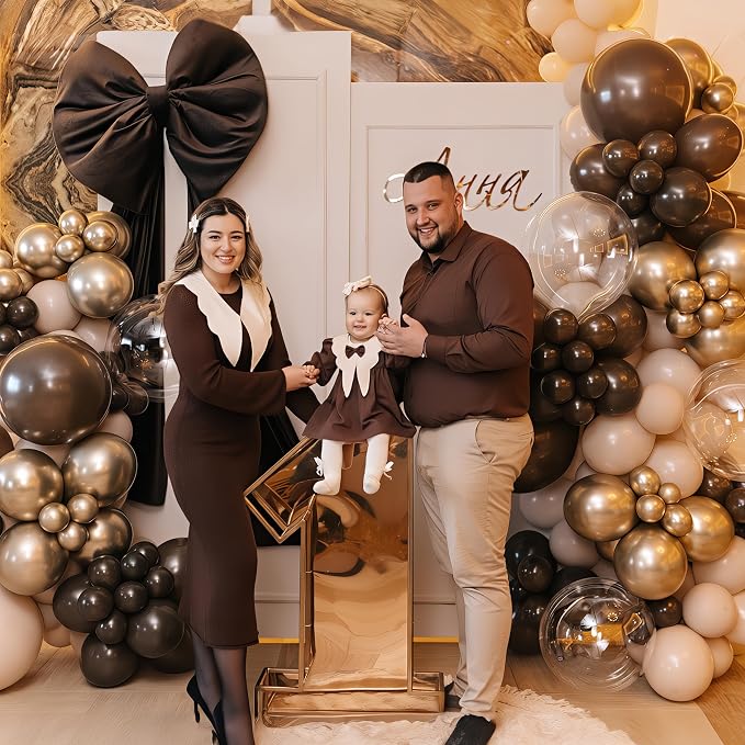 HILAVO Brown Balloon Arch Kit 18 in Clear Balloons Shades of Brown Cream Dark - Image 3