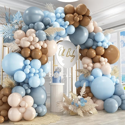 412Pcs Dusty Blue and Brown Balloon Arch Kit, 5 10 12 18inch Bear Baby Shower by PAXILE