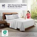 Kickoff Viscose Bamboo Pillowcase, King, Set of 2, 100% Organic Hidden Zippered Viscose Bamboo Pillow Case King Size, Cooling Pillow Cover for Hot Sleepers (20"x40", Trimmed, Onyx Black)