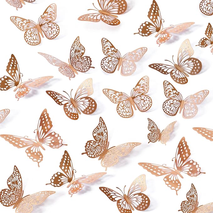 SAOROPEB 3D Butterfly Wall Decor, Removable Metallic Wall Sticker Room Mural by SAOROPEB