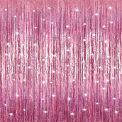 3 Pack 3.3 x 9.9 ft Holographic Bright Pink Streamers Party Decorations | Foil by Crosize