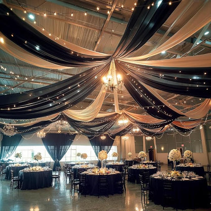 6 Panels Black Ceiling Drapes - Image 2