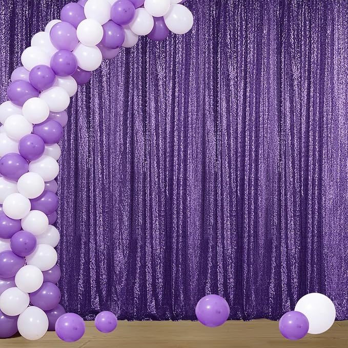 Sugargirl Purple Sequin Backdrop Curtain 4FTx8FT Glitter Purple Background by Sugargirl
