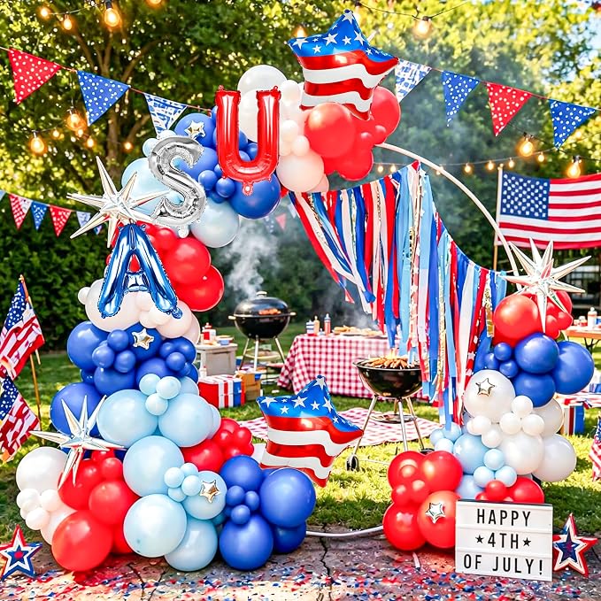 Patriotic USA&Star Balloons 4th of July Independence Day Party Decor | Red - Image 6