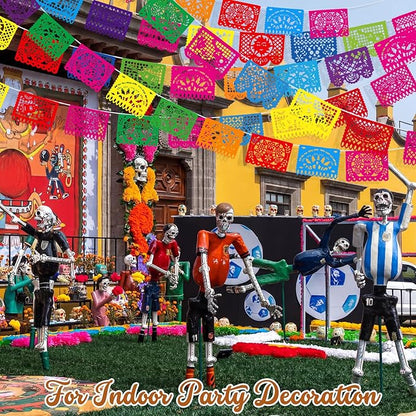 Boao 20 Packs 300 ft Mexican Party Decorations Fiesta Banner Plastic Papel - Image 6