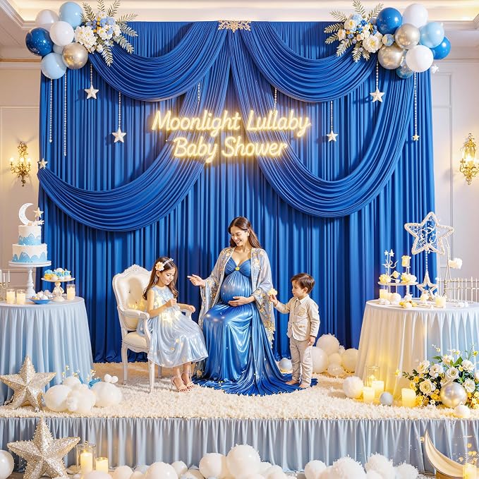 50ft x 10ft Wrinkle Free Royal Blue Backdrop Curtain - Image 5