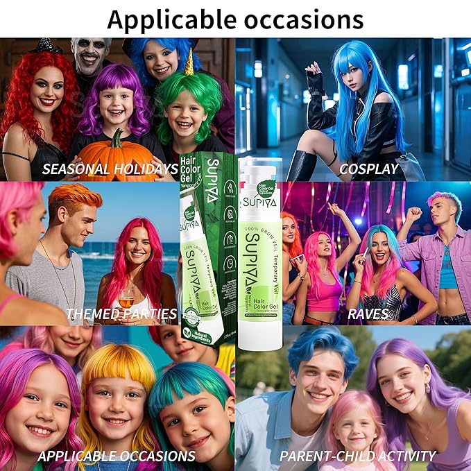 Temporary Hair Styling Color Serum, Green Blue Purple Red Hair Dye Color Gel Washable Natural Instant Hair Color Wax for DIY Hairstyle for Kids Men Women(Green#18)