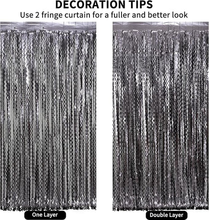4 Pack Wavy Grey Foil Fringe Curtains Party Decorations - Image 6