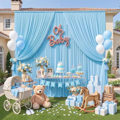 30ft x 10ft Baby Blue Backdrop Curtains - Image 8