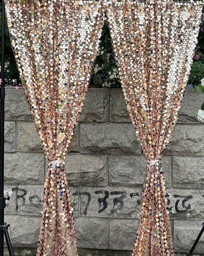 Rose Gold Sequin Backdrop, 4x10 Feet, 2 Panel, 18MM Large Sequin | Shimmer - Image 6