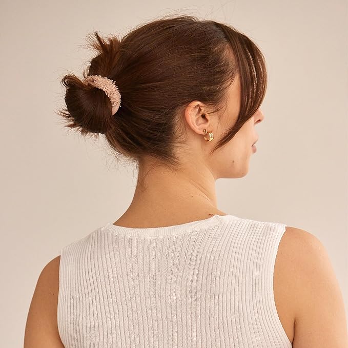 Brown and Purple Hair Ties for Women, Cozy Pony, 5 Pack, Stone, Extra Thick No-Crease Bands with Strong Hold and Damage-Free Design, Soft Fuzzy Ponytail Holders for All Hair Types | L. Erickson