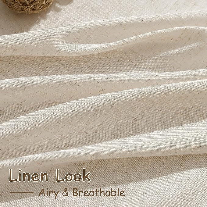 Cream Beige Linen Curtains 84 Inches Long - Image 4