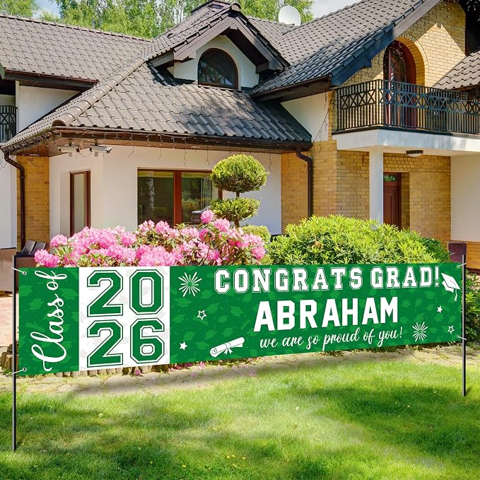 Graduation Congratulations Banner Decorations, Class of 2026 Personalized by RAGNHILD