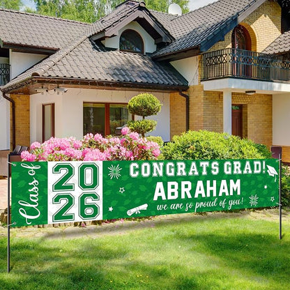 Graduation Congratulations Banner Decorations, Class of 2026 Personalized by RAGNHILD