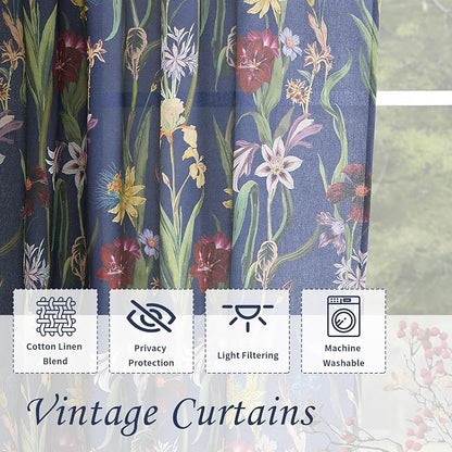 Schweek Floral Curtains 63 Inches Length 2 Panels - Image 4