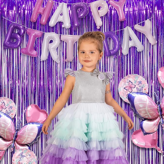 Purple Tinsel Curtain Party Backdrop - Image 5