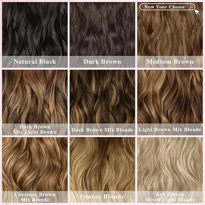 Hair Extensions Clip Ins, 8PCS 20 Inch Natural Black Clip in Hair Extensions, Synthetic Long Wavy Curly Hair Extension, Full Head Thick Hairpieces for Women