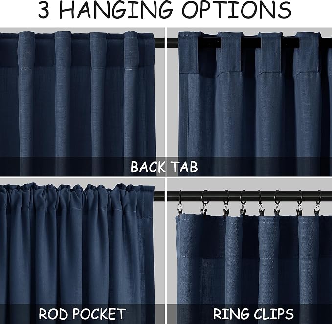 Denim Blue Linen Curtains 108 Inches Long - Image 2