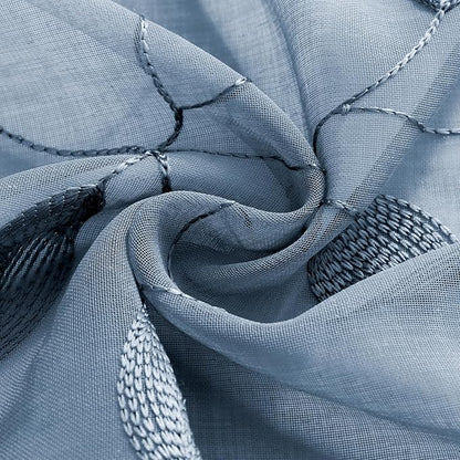 HOMEIDEAS Stone Blue Sheer Kitchen Curtains 30 X 36 Inch Length 2 Panels - Image 5