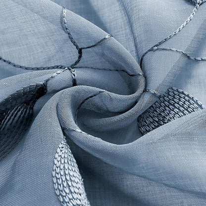 HOMEIDEAS Stone Blue Sheer Kitchen Curtains 52 x 45 Inch Length 2 Panels - Image 4