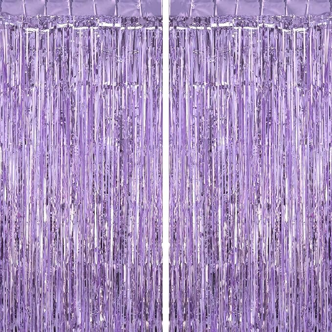 2 Pack Fringe Curtains Foil Shiny Fringe Backdrop Tinsel Door Streamers Foil by TOTAFAM