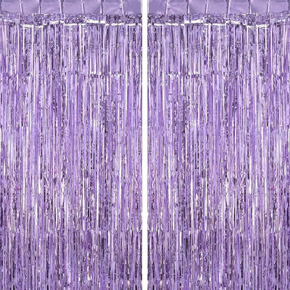 2 Pack Fringe Curtains Foil Shiny Fringe Backdrop Tinsel Door Streamers Foil by TOTAFAM