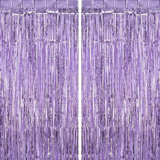 2 Pack Fringe Curtains Foil Shiny Fringe Backdrop Tinsel Door Streamers Foil by TOTAFAM