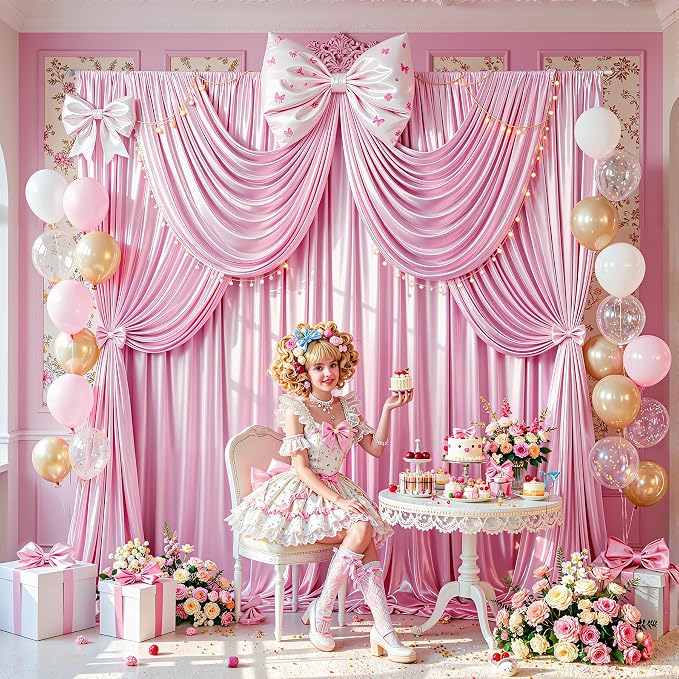 40x10ft Pink Glitter Backdrop Curtain - Image 5