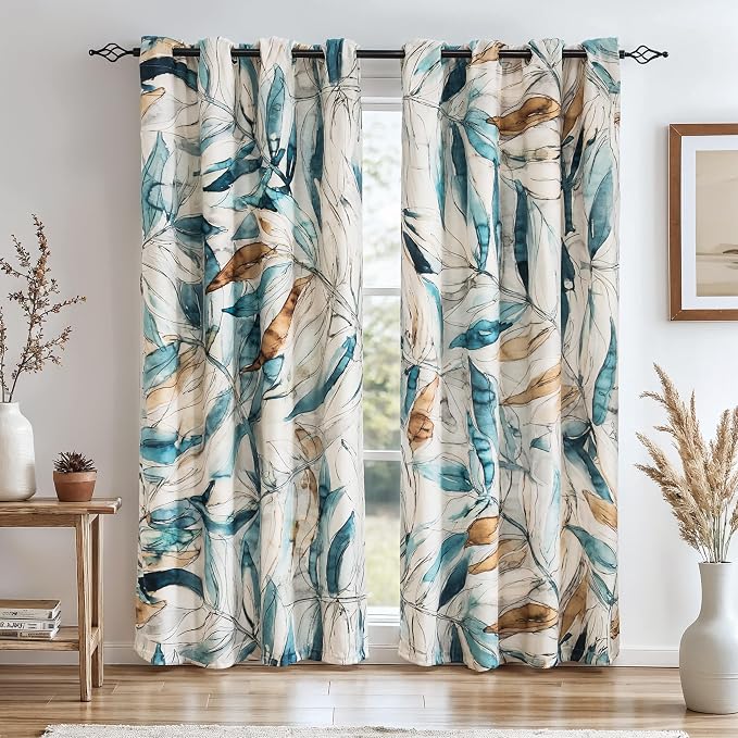 SUBRTEX Light Flitering Curtains 52Wx63L, Room Darkening Vibrant Floral Drapes - Image 5