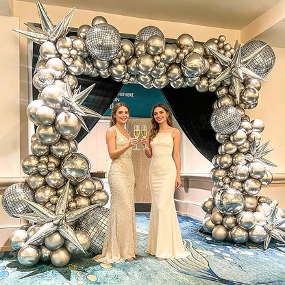 HILAVO 22 Inch Large 4D Metallic Silver Disco Ball Balloon - Image 2