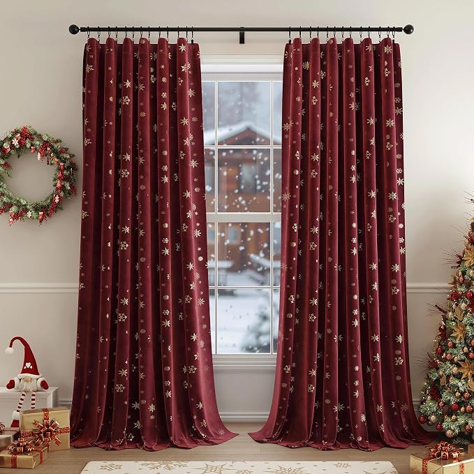 Beauoop Christmas Red Velvet Curtain by Beauoop