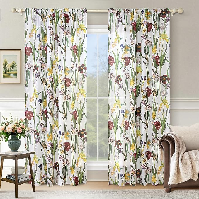 Schweek Boho Floral Curtains 96 Inches Long 2 Panels by Schweek