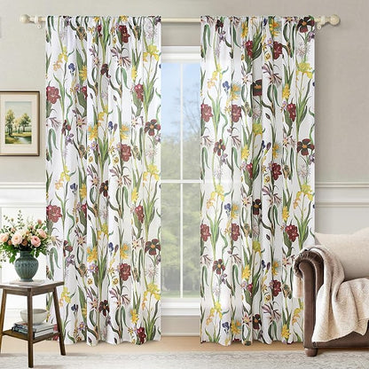 Schweek Boho Floral Curtains 96 Inches Long 2 Panels by Schweek