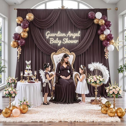 30 ft x 10 ft Wrinkle Free Brown Backdrop Curtain - Image 3