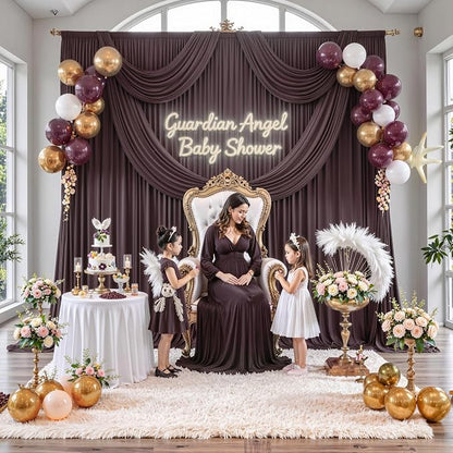 50 ft x 10 ft Wrinkle Free Brown Backdrop Curtain - Image 5