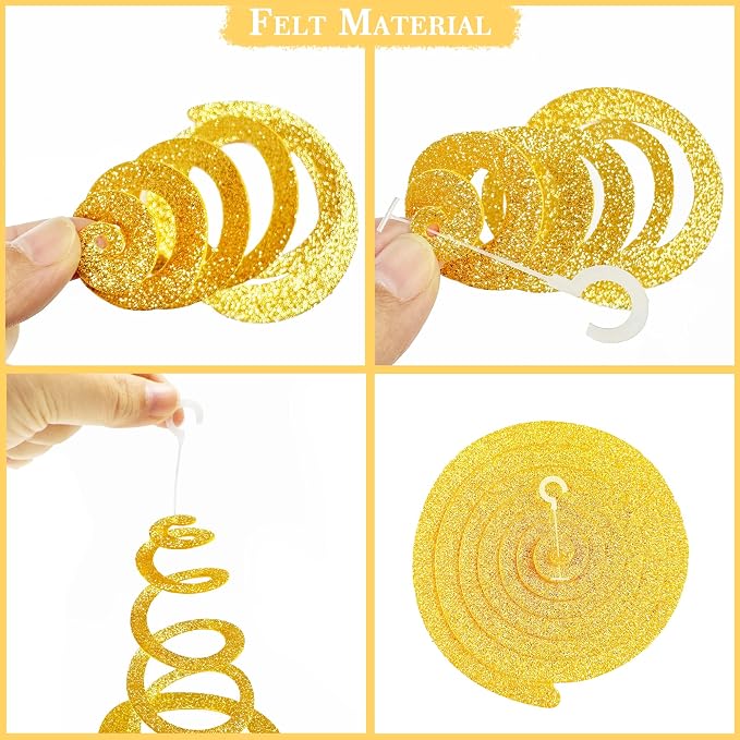 36Pcs Sage Green Gold Hanging Swirl Decorations Glitter Gold Olive Green Beige - Image 4