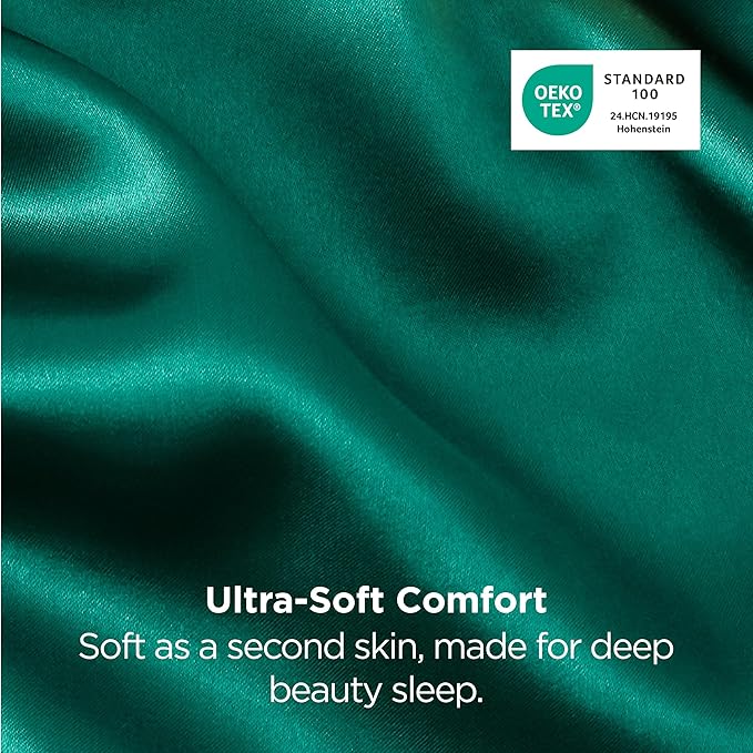Bedsure King Size Satin Pillowcase Set of 2 - Dark Green Pillow Cases for Hair and Skin with Envelope Closure, Similar to Silk Pillow Cases, Gifts for Women, 20x36 Inches, 2pcs
