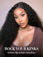 LUVME Curly Clip in Hair Extensions Real Human Hair Kinky Curly Clip Ins Fullness with 1 Pack for Women Brazilian Remy Human Hair Natural Black 135g 9pcs 16Inch