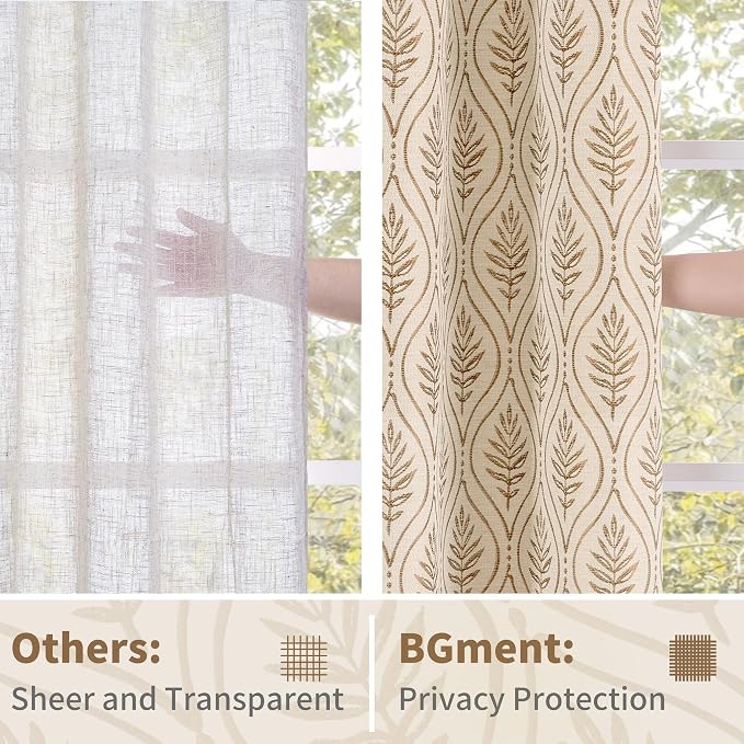 BGment Taupe Curtains for Living Room 96 Inches Long, Natural French Country - Image 6