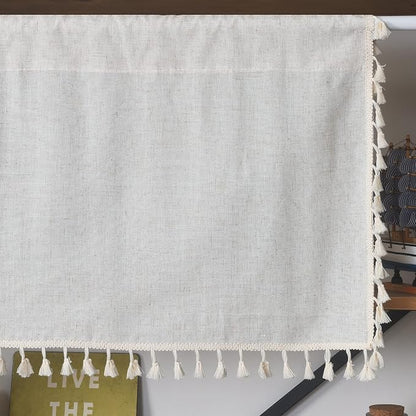 Sutuo Home Boho Sheer Curtain Valance Tier Cotton Linen - Image 3