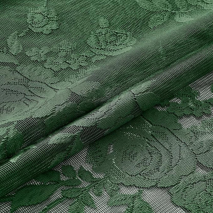 Leaf Green Lace Curtains 90 Inch Length 2 Panels set Victorian Floral Sheer - Image 6