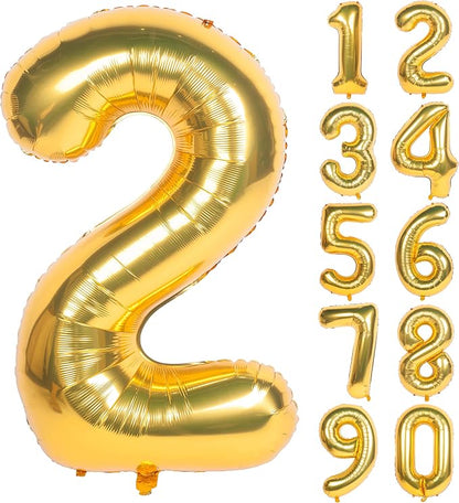 40In Large Gold Number Balloon 2 Aluminum Foil Mylar Big Number Balloon 0-9 | by Exquisitehighqualitypartydecorationstomeetyoureveryneed%EF%BC%81