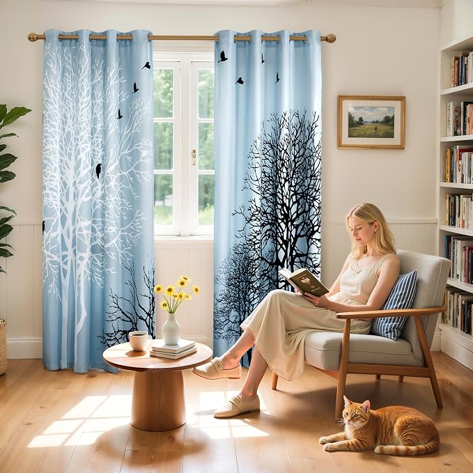 SUBRTEX Blackout Curtains 52Wx108L, Room Darkening Floral Curtains, Thermal - Image 5