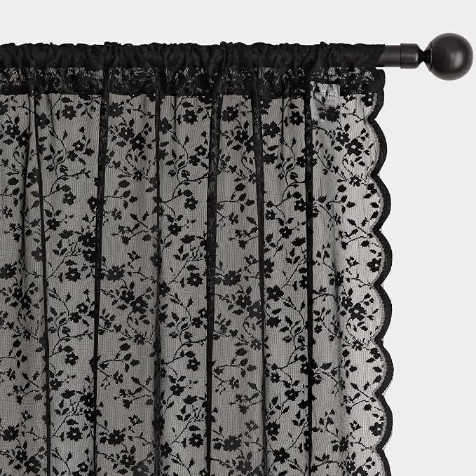 Anmao Vintage Lace Sheer Curtains 45 Inches Long - Image 5