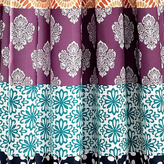 Lush Decor Bohemian Stripe Window Curtain Panels, Pair 52" W x 95" L Fuchsia & - Image 3
